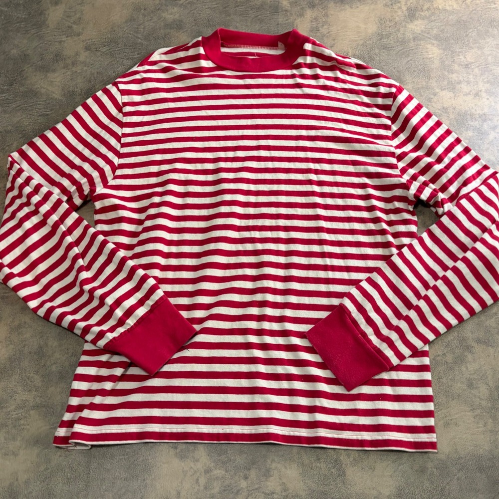 Fear of God FOG Long Sleeve T-Shirt Mens L Red White Striped Collection Two 2016